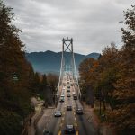lions gate bridge in vancouver bc during fall